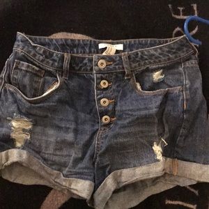 High waisted denim shorts